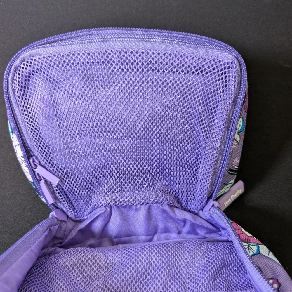 Vera Bradley Enchanted Garden Purple Lighten Up Mini Zip-Around Cosmetic Bag NWT